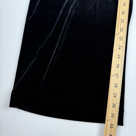 WHBM Velvet Wide Leg Women's Black Velour Pull On Stretch Mid Rise Pants Large - Picture 12 of 16